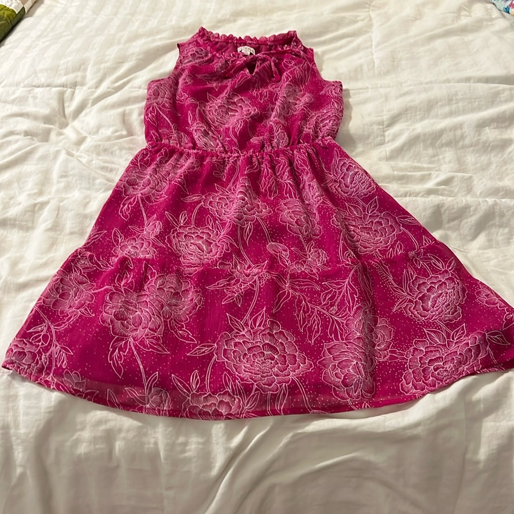 Merona XS Sleeveless Dress Modest Delicate Bow‎ Detail Extra Small Fuchsia Pink